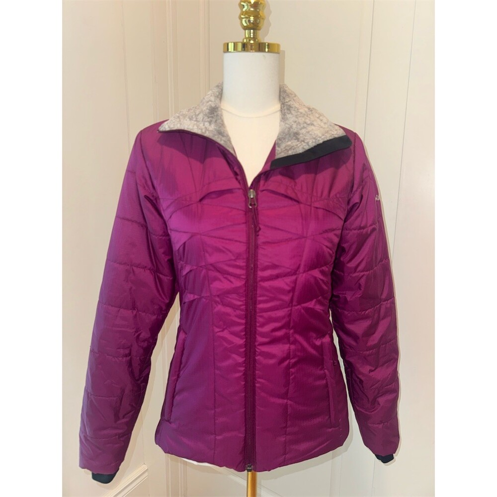 Columbia Jacket Womens XS Purple Quilted Puffer Omni-Heat Full Zip
